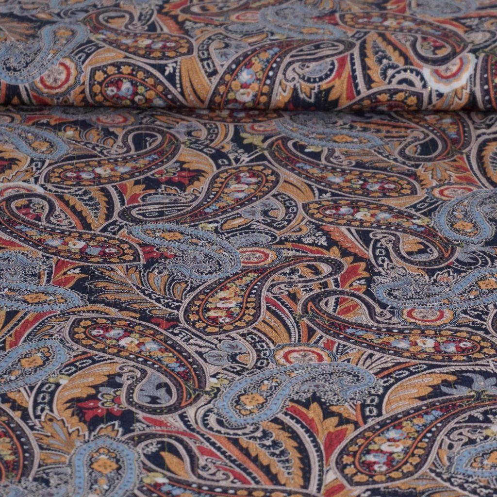 Viskose Borkencrepe mit Lurex Paisley